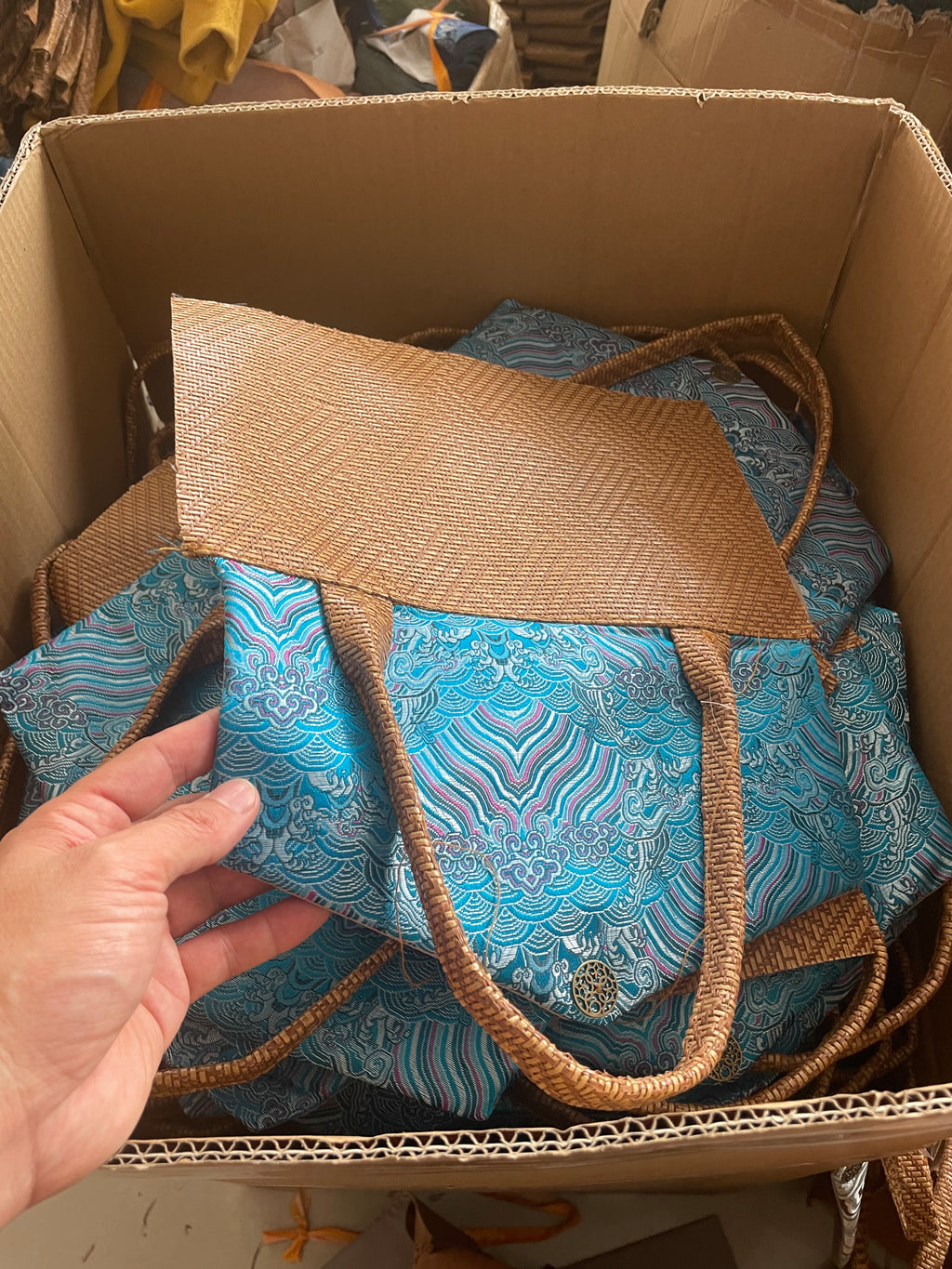 Canvas Gift Bag & Storage Box Set with Teacup – Style 11