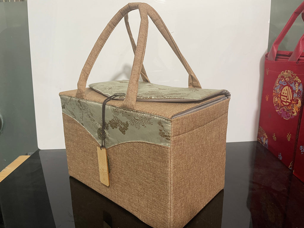 Canvas Gift Bag & Storage Box Set with Teacup – Style 11