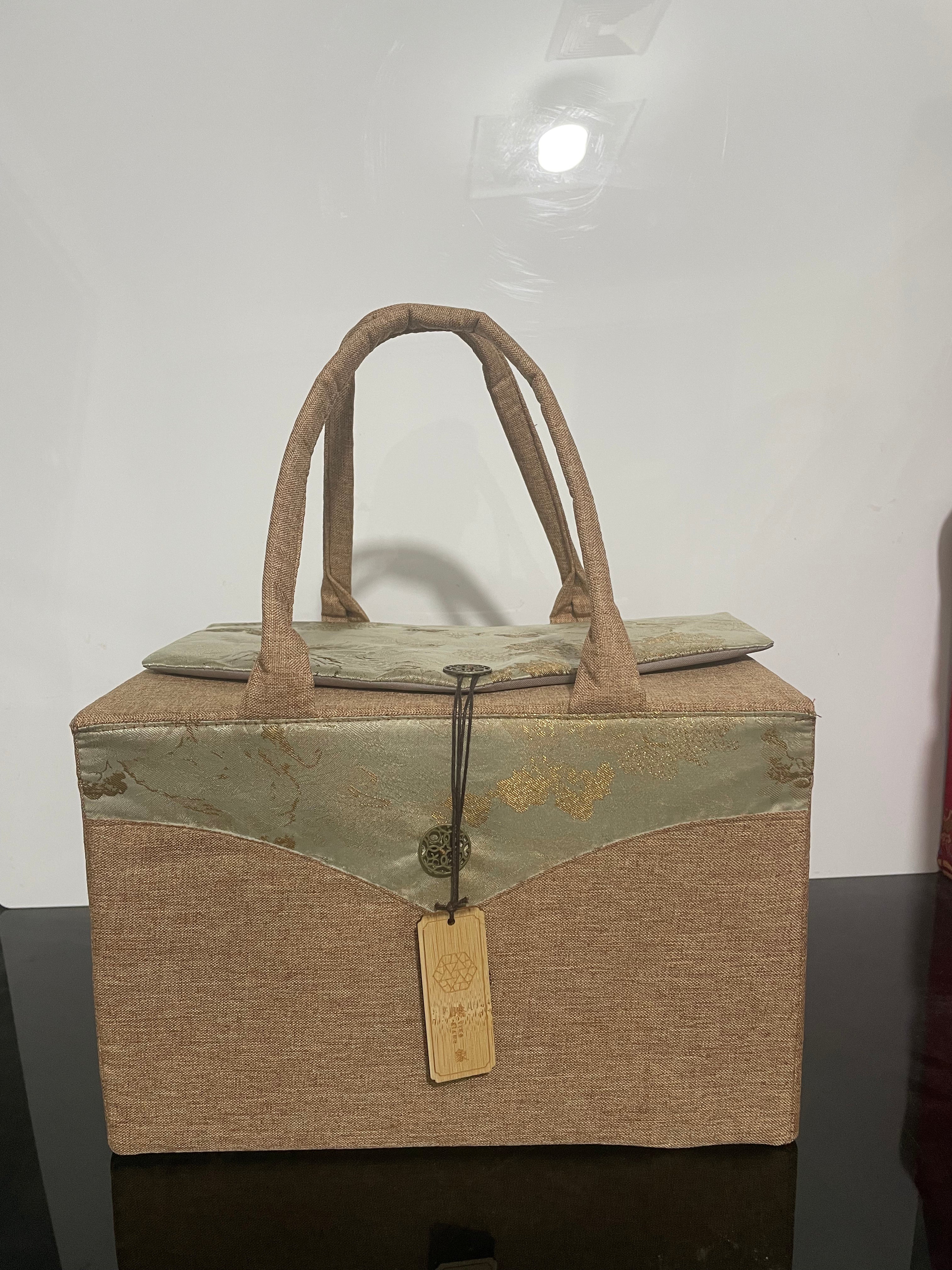 Canvas Gift Bag & Storage Box Set with Teacup – Style 11