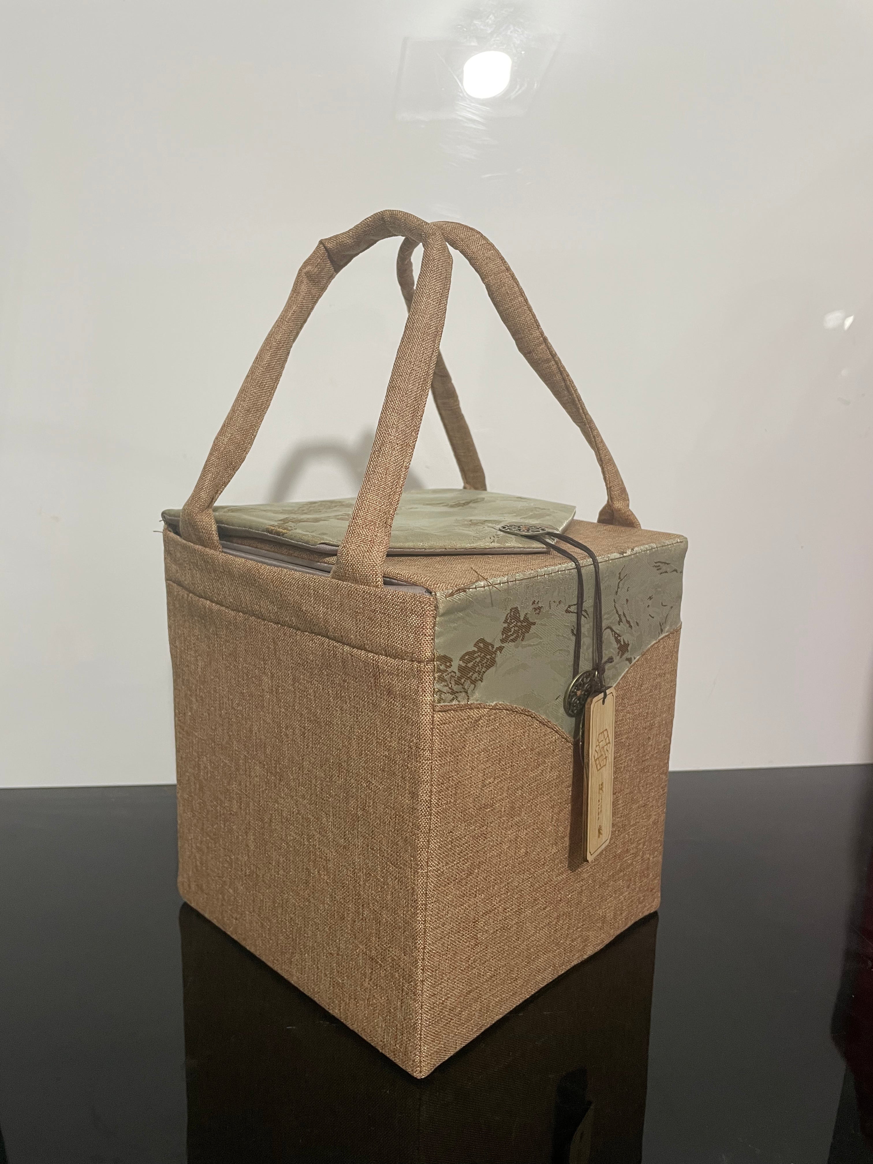 Canvas Gift Bag & Storage Box Set with Teacup – Style 11