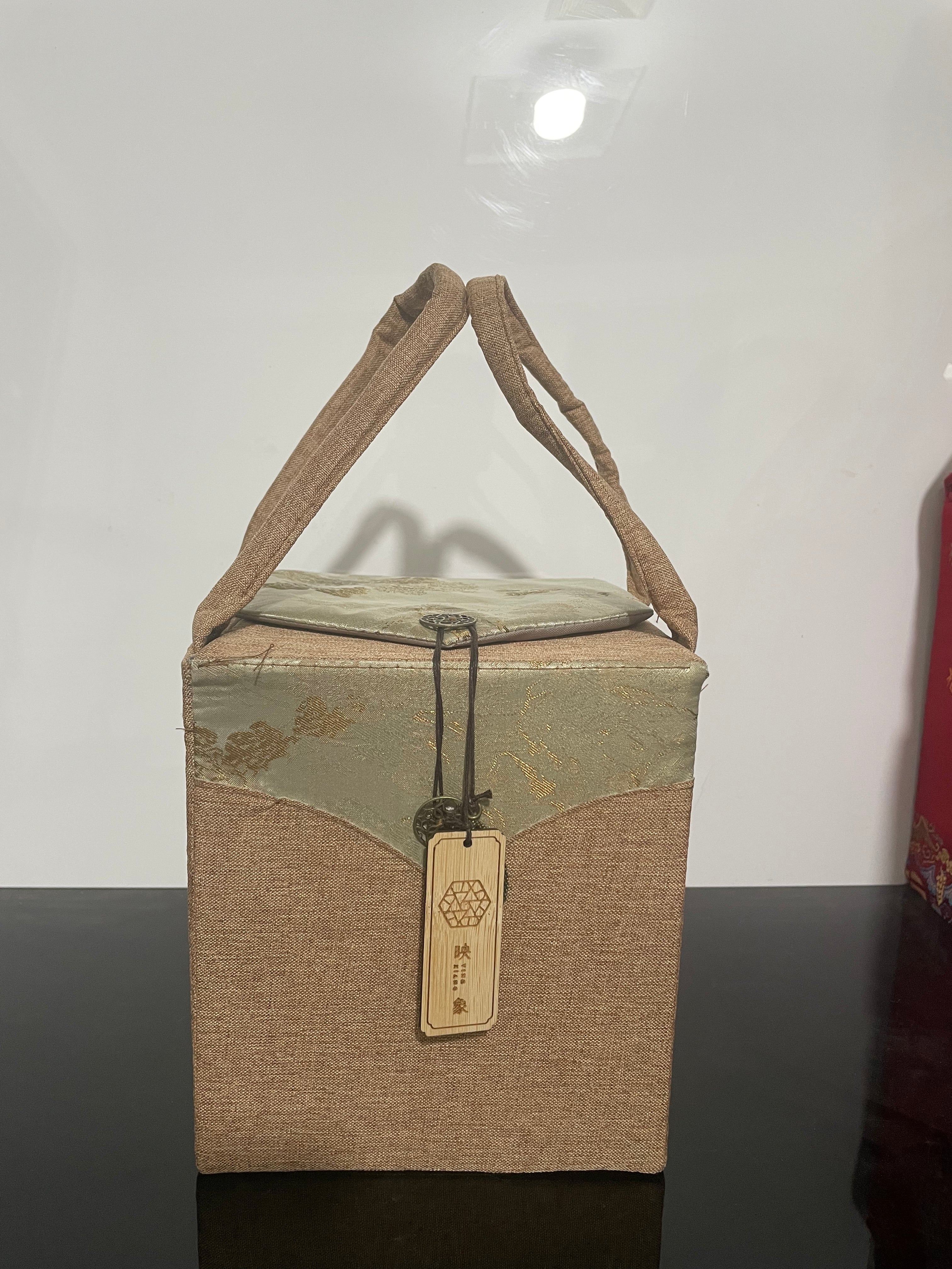 Canvas Gift Bag & Storage Box Set with Teacup – Style 11