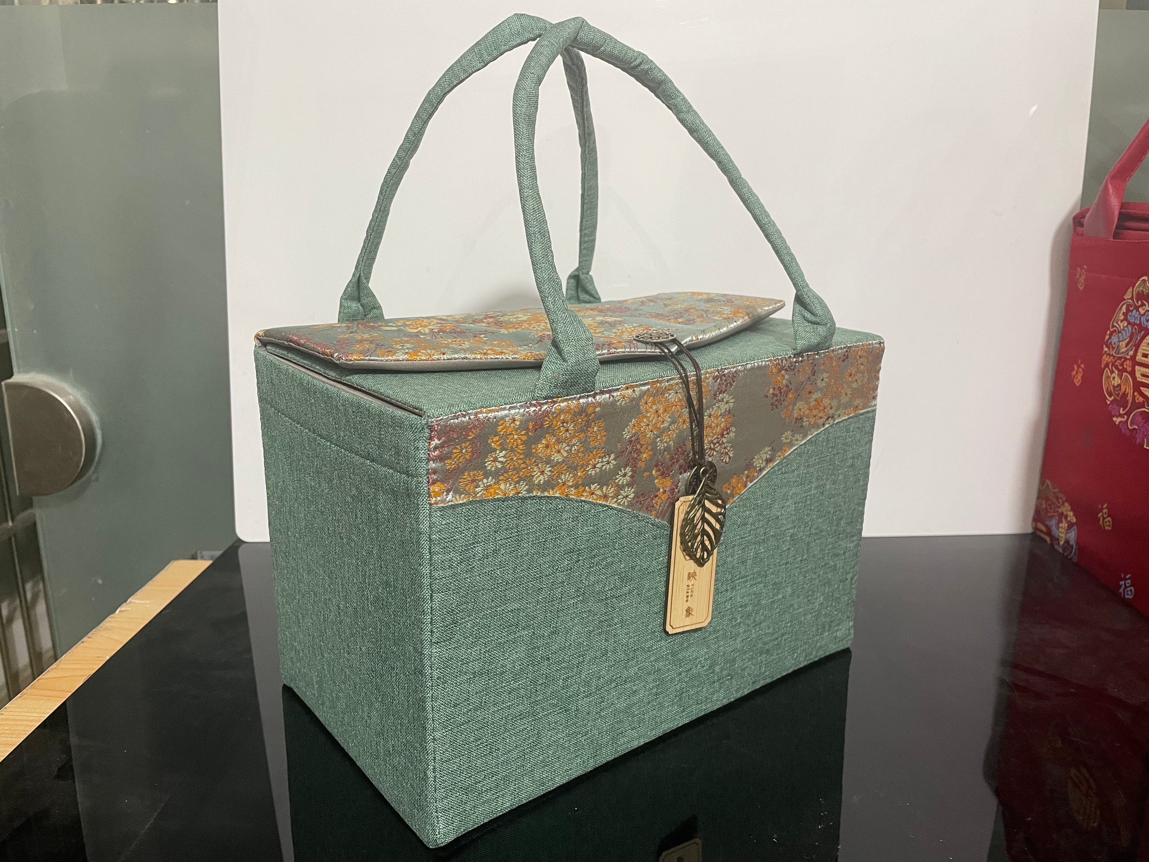 Canvas Gift Bag & Storage Box Set with Teacup – Style 10