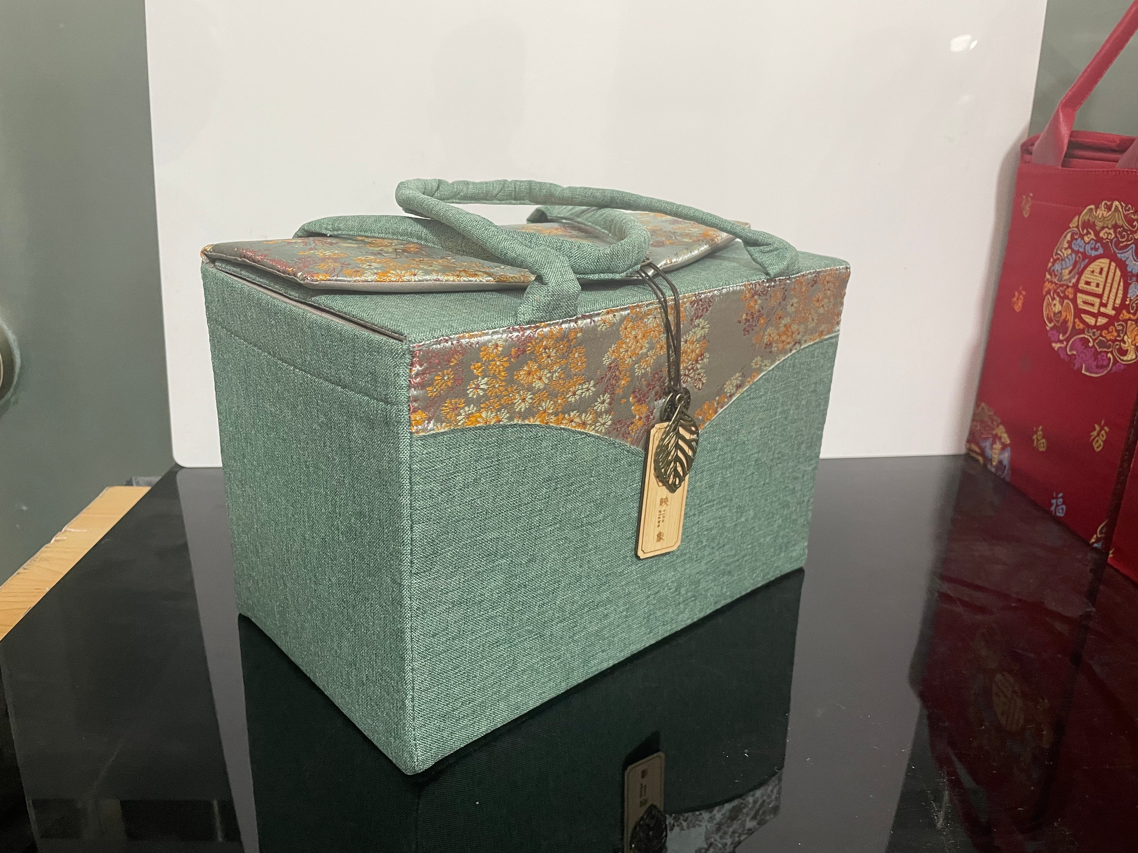Canvas Gift Bag & Storage Box Set with Teacup – Style 10