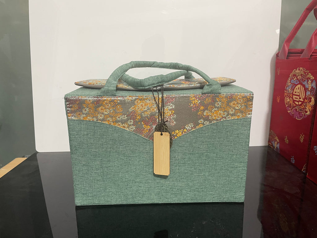 Canvas Gift Bag & Storage Box Set with Teacup – Style 10