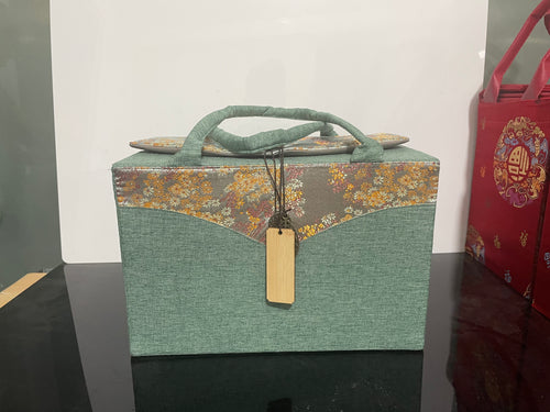 Canvas Gift Bag & Storage Box Set with Teacup – Style 10