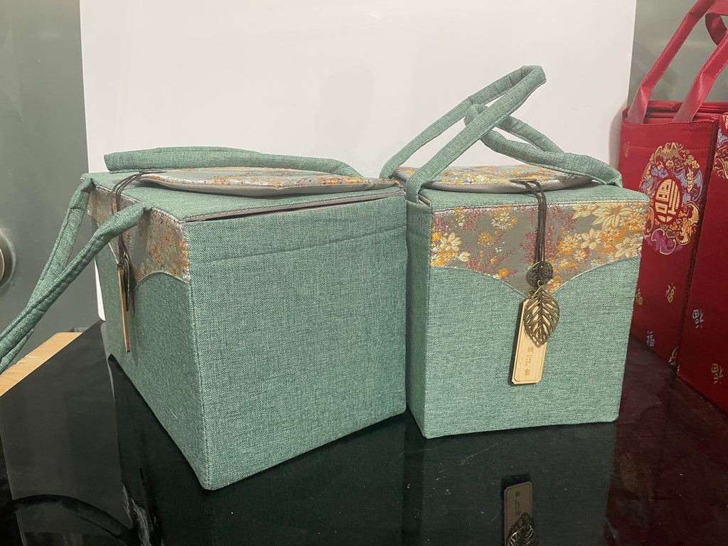 Canvas Gift Bag & Storage Box Set with Teacup – Style 10